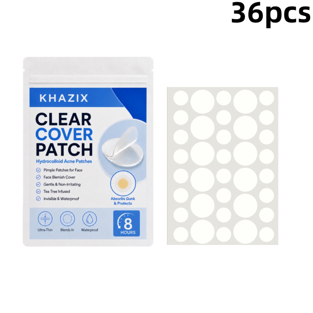 Skincare The Originote - 36 Stück Transparente Pickelpatches Hydrokolloid-Akne-Pflaster, Unsichtbare